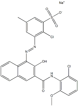 2-Chloro-5-methyl-3-[[3-[[(2-chloro-6-methoxyphenyl)amino]carbonyl]-2-hydroxy-1-naphtyl]azo]benzenesulfonic acid sodium salt 结构式
