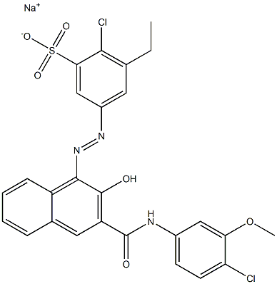 2-Chloro-3-ethyl-5-[[3-[[(4-chloro-3-methoxyphenyl)amino]carbonyl]-2-hydroxy-1-naphtyl]azo]benzenesulfonic acid sodium salt 结构式