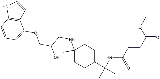 4-[2-Hydroxy-3-[[8-[[(2E)-1,4-dioxo-4-methoxy-2-butenyl]amino]-p-menthan-1-yl]amino]propoxy]-1H-indole 结构式