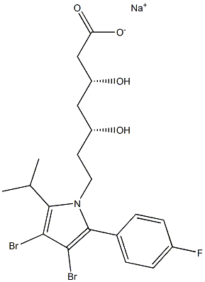 (3R,5R)-3,5-Dihydroxy-7-[3,4-dibromo-2-(4-fluorophenyl)-5-isopropyl-1H-pyrrol-1-yl]heptanoic acid sodium salt 结构式