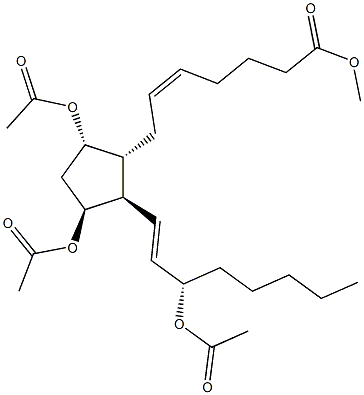 (5Z,9S,11S,13E,15S)-9,11,15-Tri(acetyloxy)prosta-5,13-dien-1-oic acid methyl ester 结构式