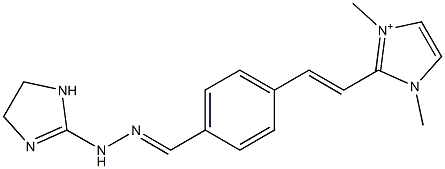1,3-Dimethyl-2-[2-[4-[2-[(4,5-dihydro-1H-imidazol)-2-yl]hydrazonomethyl]phenyl]ethenyl]-1H-imidazol-3-ium 结构式