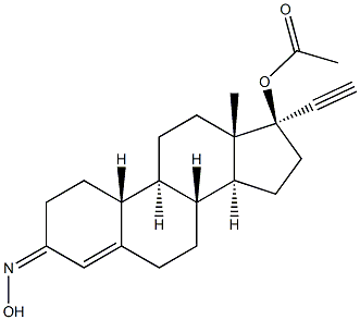 (17S)-3-(Hydroxyimino)-17-ethynylestr-4-en-17-ol 17-acetate 结构式