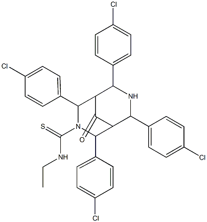 N-Ethyl-9-oxo-2,4,6,8-tetrakis(p-chlorophenyl)-3,7-diazabicyclo[3.3.1]nonane-3-carbothioamide 结构式
