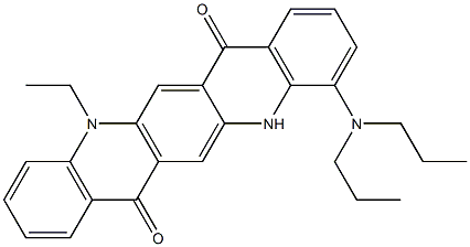 4-(Dipropylamino)-12-ethyl-5,12-dihydroquino[2,3-b]acridine-7,14-dione 结构式