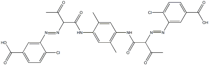 1,4-Bis[2-(5-carboxy-2-chlorophenylazo)-1,3-dioxobutylamino]-2,5-dimethylbenzene 结构式