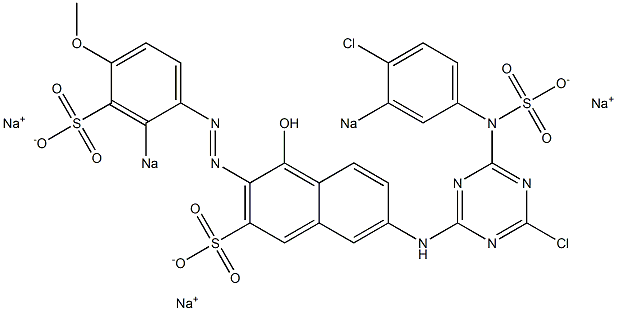 7-[6-Chloro-4-(4-chloro-3-sodiosulfoanilino)-1,3,5-triazin-2-ylamino]-4-hydroxy-3-(4-methoxy-2-sodiosulfophenylazo)-2-naphthalenesulfonic acid sodium salt 结构式