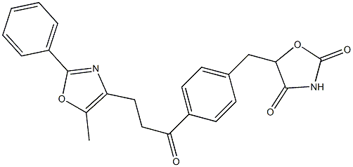 5-[4-[3-(5-Methyl-2-phenyl-4-oxazolyl)propanoyl]benzyl]oxazolidine-2,4-dione 结构式