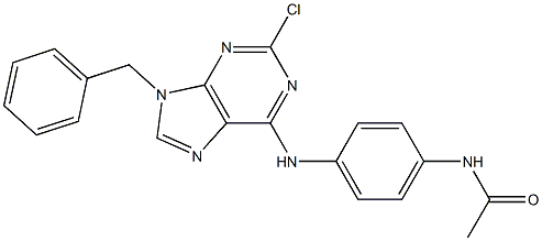 9-Benzyl-2-chloro-6-(4-acetylaminophenylamino)-9H-purine 结构式