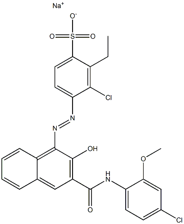 3-Chloro-2-ethyl-4-[[3-[[(4-chloro-2-methoxyphenyl)amino]carbonyl]-2-hydroxy-1-naphtyl]azo]benzenesulfonic acid sodium salt 结构式