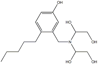 3-[Bis(1,2-dihydroxyethyl)aminomethyl]-4-pentylphenol 结构式