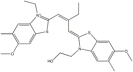 3-Ethyl-2-[2-[[3-(2-hydroxyethyl)-6-methoxy-5-methylbenzothiazol-2(3H)-ylidene]methyl]-1-butenyl]-6-methoxy-5-methylbenzothiazol-3-ium 结构式