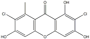 2,7-Dichloro-1,3,6-trihydroxy-8-methylxanthone 结构式