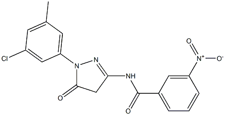 1-(3-Chloro-5-methylphenyl)-3-(3-nitrobenzoylamino)-5(4H)-pyrazolone 结构式