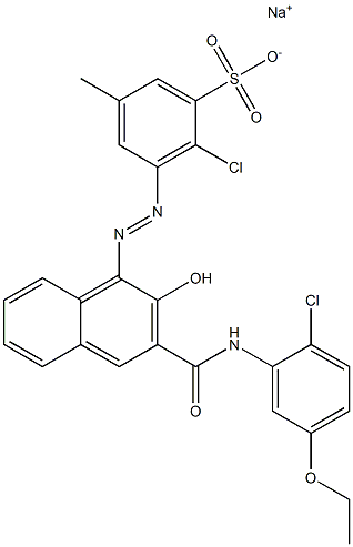 2-Chloro-5-methyl-3-[[3-[[(2-chloro-5-ethoxyphenyl)amino]carbonyl]-2-hydroxy-1-naphtyl]azo]benzenesulfonic acid sodium salt 结构式