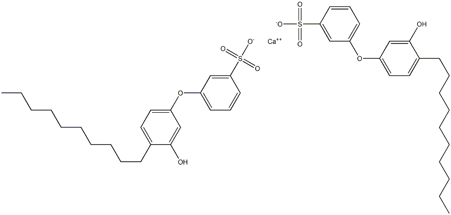 Bis(3'-hydroxy-4'-decyl[oxybisbenzene]-3-sulfonic acid)calcium salt 结构式