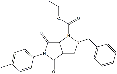 3-Benzyl-7-(4-methylphenyl)-6,8-dioxo-2,3,7-triazabicyclo[3.3.0]octane-2-carboxylic acid ethyl ester 结构式