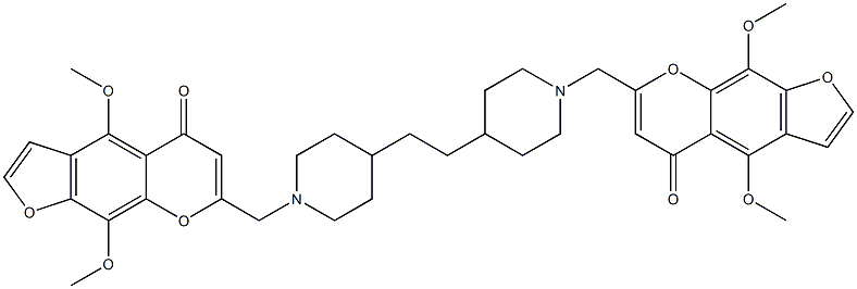 7,7'-[1,2-Ethanediylbis(4,1-piperidinediyl)bis(methylene)]bis[4,9-dimethoxy-5H-furo[3,2-g][1]benzopyran-5-one] 结构式