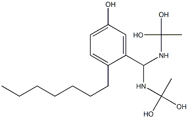 3-[Bis[(1,1-dihydroxyethyl)amino]methyl]-4-heptylphenol 结构式
