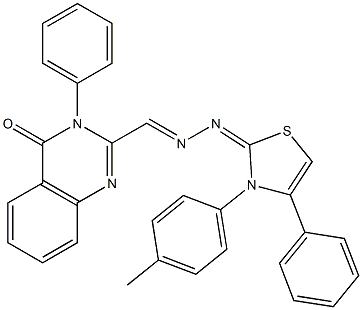 3-(Phenyl)-2-[2-[(2,3-dihydro-3-(p-methylphenyl)-4-phenylthiazole)-2-ylidene]hydrazonomethyl]quinazoline-4(3H)-one 结构式