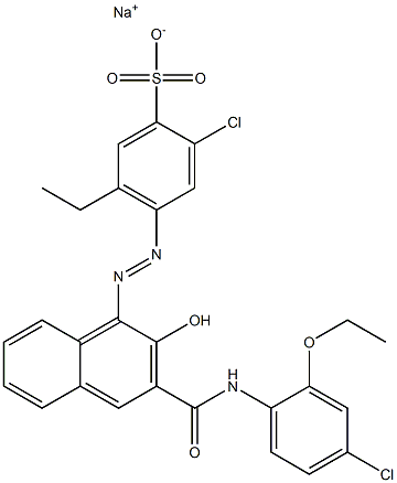 2-Chloro-5-ethyl-4-[[3-[[(4-chloro-2-ethoxyphenyl)amino]carbonyl]-2-hydroxy-1-naphtyl]azo]benzenesulfonic acid sodium salt 结构式