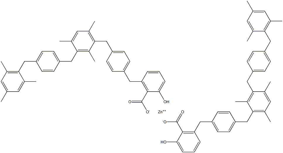 Bis[6-[4-[3-[4-(mesitylmethyl)benzyl]-2,4,6-trimethylbenzyl]benzyl]salicylic acid]zinc salt 结构式