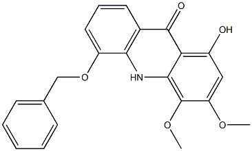 1-Hydroxy-3,4-dimethoxy-5-(benzyloxy)acridin-9(10H)-one 结构式