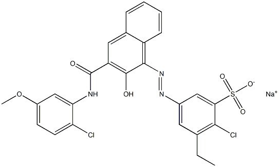 2-Chloro-3-ethyl-5-[[3-[[(2-chloro-5-methoxyphenyl)amino]carbonyl]-2-hydroxy-1-naphtyl]azo]benzenesulfonic acid sodium salt 结构式