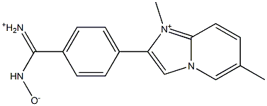 1,6-Dimethyl-2-[4-[iminio(hydroxyamino)methyl]phenyl]imidazo[1,2-a]pyridin-1-ium 结构式