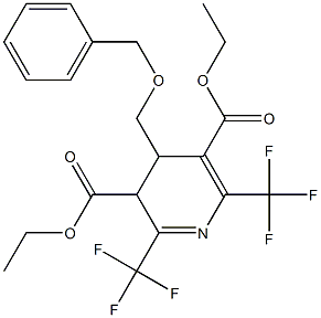 3,4-Dihydro-2,6-bis(trifluoromethyl)-4-benzyloxymethylpyridine-3,5-dicarboxylic acid diethyl ester 结构式