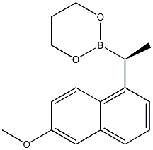 2-[(S)-1-(6-Methoxy-1-naphtyl)ethyl]-1,3,2-dioxaborinane 结构式