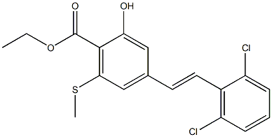 4-[(E)-2-(2,6-Dichlorophenyl)ethenyl]-2-hydroxy-6-(methylthio)benzoic acid ethyl ester 结构式