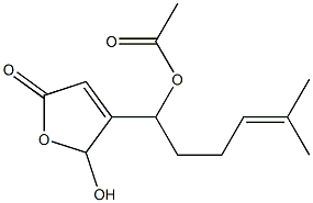 Acetic acid 1-[(2,5-dihydro-2-hydroxy-5-oxofuran)-3-yl]-5-methyl-4-hexenyl ester 结构式