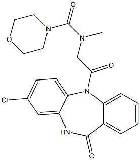 8-Chloro-5-[(N-morpholinocarbonylmethylamino)acetyl]-5,10-dihydro-11H-dibenzo[b,e][1,4]diazepin-11-one 结构式