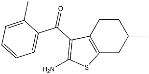 2-Amino-3-(2-methylbenzoyl)-6-methyl-4,5,6,7-tetrahydrobenzo[b]thiophene 结构式