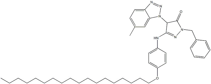 1-Benzyl-4-(6-methyl-1H-benzotriazol-1-yl)-3-(4-octadecyloxyanilino)-5(4H)-pyrazolone 结构式