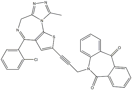 4-(2-Chlorophenyl)-9-methyl-2-[3-[(6,11-dihydro-6,11-dioxo-5H-dibenz[b,e]azepin)-5-yl]-1-propynyl]-6H-thieno[3,2-f][1,2,4]triazolo[4,3-a][1,4]diazepine 结构式