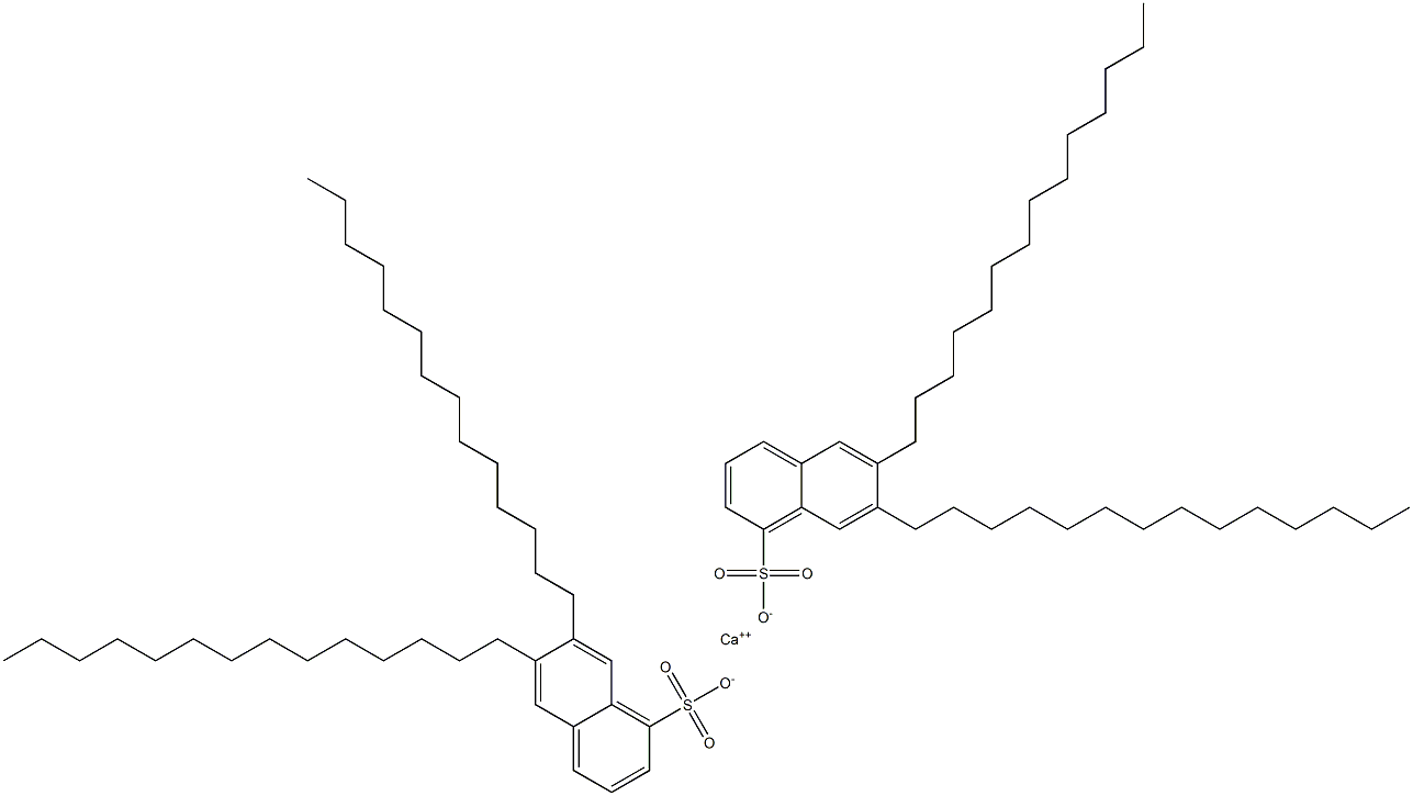 Bis(6,7-ditetradecyl-1-naphthalenesulfonic acid)calcium salt 结构式