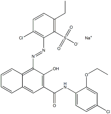 3-Chloro-6-ethyl-2-[[3-[[(4-chloro-2-ethoxyphenyl)amino]carbonyl]-2-hydroxy-1-naphtyl]azo]benzenesulfonic acid sodium salt 结构式