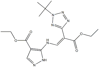 2-(2-tert-Butyl-2H-tetrazol-5-yl)-3-[[4-(ethoxycarbonyl)-1H-pyrazol-5-yl]amino]acrylic acid ethyl ester 结构式