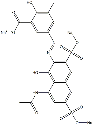 5-[[8-Acetylamino-1-hydroxy-3,6-bis(sodiosulfo)-2-naphthalenyl]azo]-2-hydroxy-3-methylbenzoic acid sodium salt 结构式