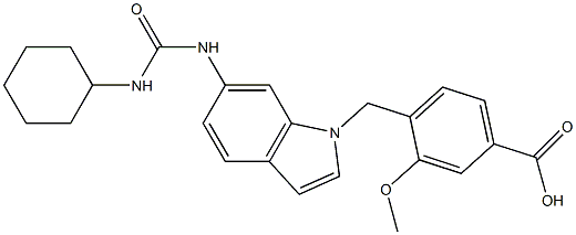 4-[6-[3-Cyclohexylureido]-1H-indol-1-ylmethyl]-3-methoxybenzoic acid 结构式