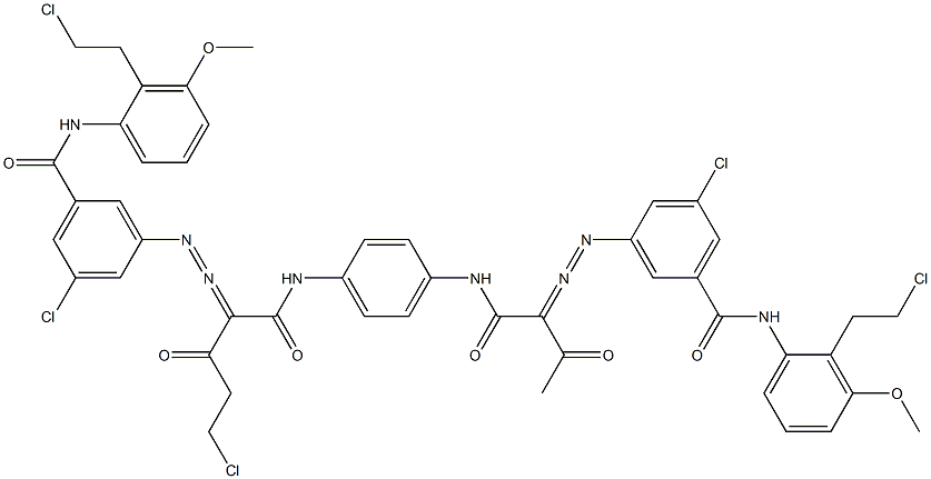 3,3'-[2-(Chloromethyl)-1,4-phenylenebis[iminocarbonyl(acetylmethylene)azo]]bis[N-[2-(2-chloroethyl)-3-methoxyphenyl]-5-chlorobenzamide] 结构式