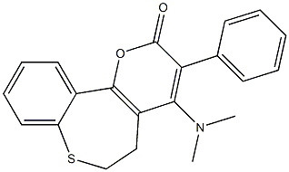 3-Phenyl-4-(dimethylamino)-5,6-dihydro-2H-[1]benzothiepino[5,4-b]pyran-2-one 结构式