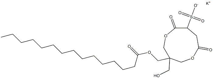 1-(1-Oxopentadecyloxymethyl)-1-(hydroxymethyl)-4,7-dioxo-3,8-dioxacyclononane-6-sulfonic acid potassium salt 结构式