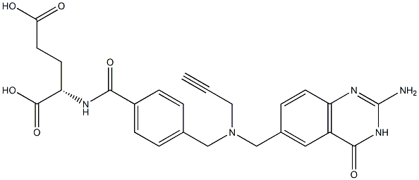 (S)-2-[4-[N-[(2-Amino-3,4-dihydro-4-oxoquinazolin)-6-ylmethyl]-N-(2-propynyl)aminomethyl]benzoylamino]glutaric acid 结构式