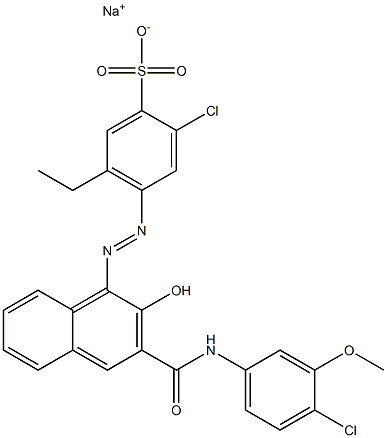 2-Chloro-5-ethyl-4-[[3-[[(4-chloro-3-methoxyphenyl)amino]carbonyl]-2-hydroxy-1-naphtyl]azo]benzenesulfonic acid sodium salt 结构式