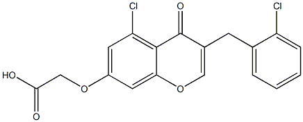 [(5-Chloro-3-(2-chlorobenzyl)-4-oxo-4H-1-benzopyran-7-yl)oxy]acetic acid 结构式