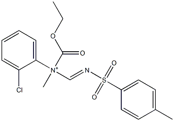 N-Ethoxycarbonyl-N-methyl-N-(4-methylphenylsulfonyliminomethyl)-2-chlorobenzenaminium 结构式