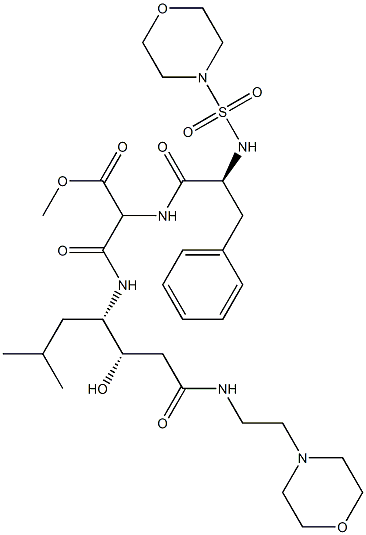 3-[[(1S,2S)-2-Hydroxy-1-(2-methylpropyl)-4-[2-(4-morpholinyl)ethylamino]-4-oxobutyl]amino]-3-oxo-2-[(S)-2-(4-morpholinylsulfonylamino)-3-phenylpropanoylamino]propionic acid methyl ester 结构式